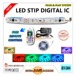 LED Strip Digital IC SMD 5050 Mata Besar | IP 20 + Remote dan Adaptor